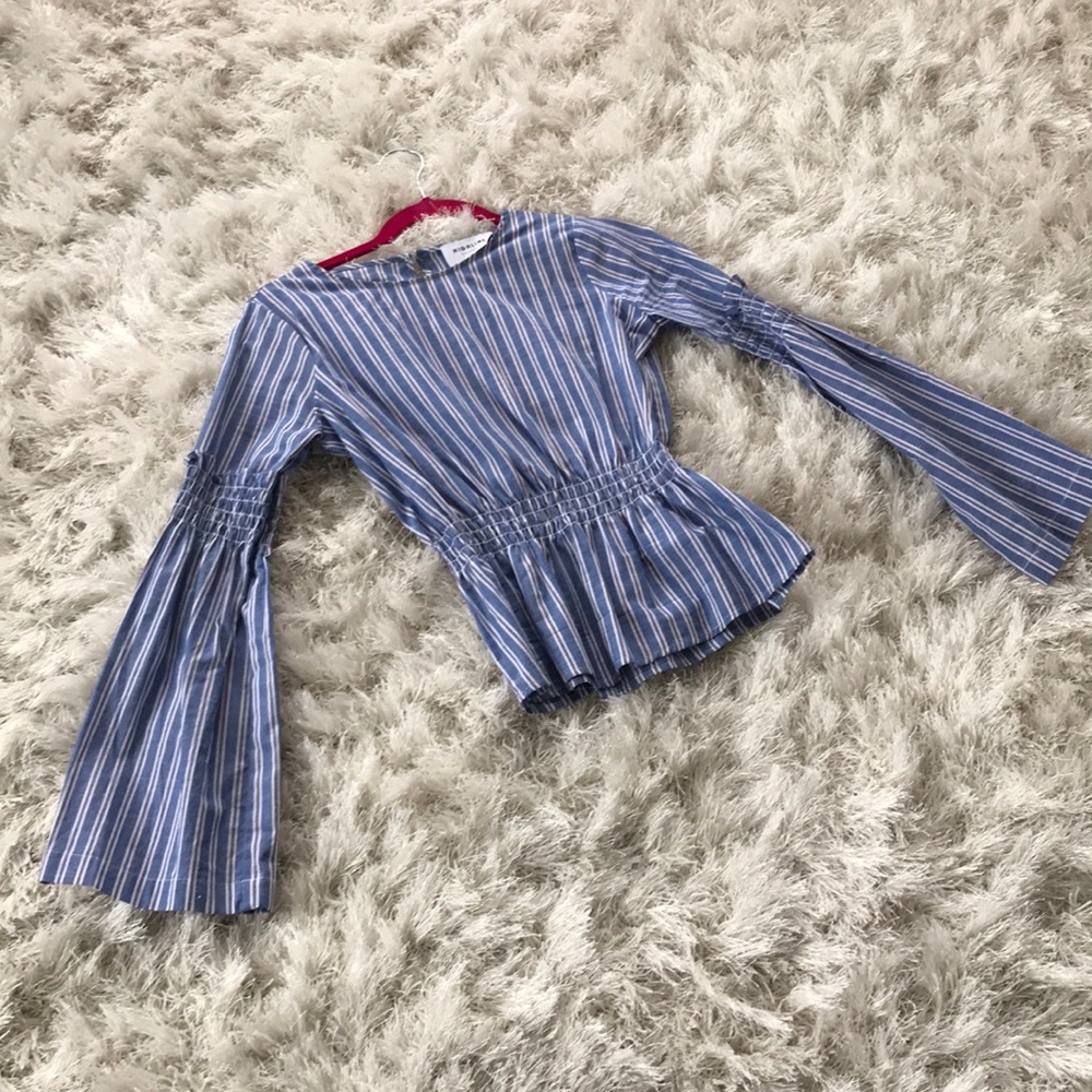 *NEW* Blue Striped Bell Sleeve Shirt Size XS/TP